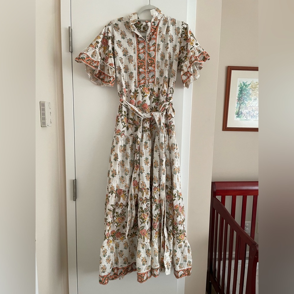 Floral Maxi Dress - Cream and Pink